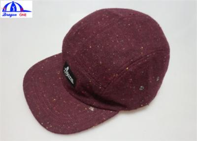 China 5 tampões/chapéus tecidos Snapback dos painéis com velcro/horizontalmente pico de couro à venda