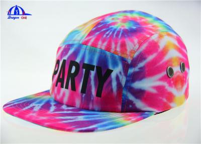 China Colorful Polyester 5 Panel Camp Cap Snapback Hats With Allover Sublimation Printing for sale