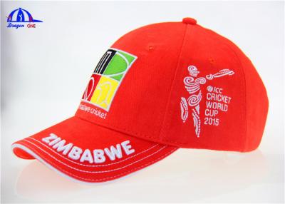 China 6 Panel Cotton Embroidery Cricket  Baseball Cap With Zimbabwe Logo for sale