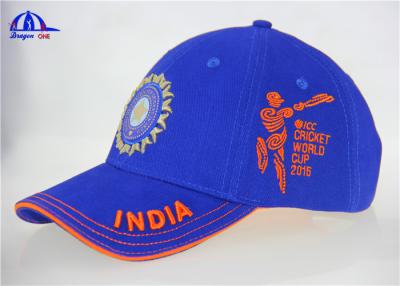 China Breathable 6 Panel Cotton 3D Embroidery Baseball Cap With India Cricket Logo for sale