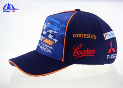 China Ottoman And Polyester Sublimation Racing Baseball Caps With Flat Embroidery Logo for sale