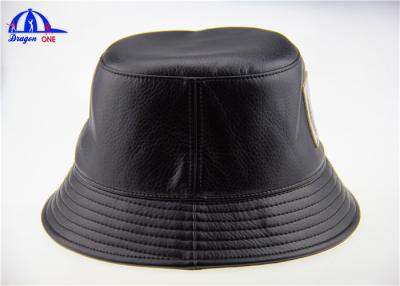 China Polyester PU Badge Printed Bucket Hats / Breathable Custom Bucket Caps for sale