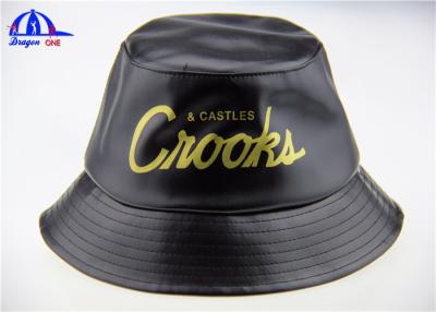 China Custom Black Printed Bucket Hats and Caps with 100% Polyester PU Fabric for sale