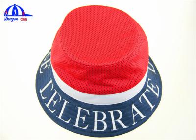 China OEM Polyester Mesh Normal Printing Logo Printed Bucket Hats Navy and Red for Women for sale