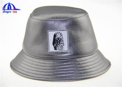 China Polyester PU Printed Bucket Hats With PU Badge Bucket Fishing Cap for Man for sale