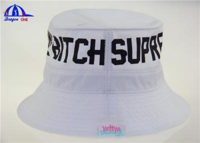 China White 100% Cotton Printed Bucket Hats With Printing Logo On Crown for sale