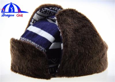 China Customized Adult Earflag Warm Winter Hats with Checked Cotton / Fake Fur for sale