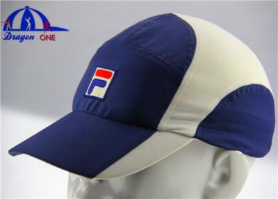 China Blue / White 100% Polyester Woven Running Sport Caps With Flat Embroidery for sale