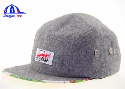 China Mixed Wool 5 Panel Camp Cap Snapback Caps for sale