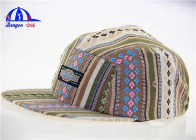 China Fashion Strip Fabric 5 Panel Camp Cap for sale