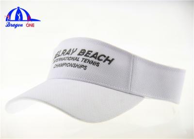 China White Adult Polyester Sun Visor Hats with Velcro Back Closure , Custom Logo Printed for sale