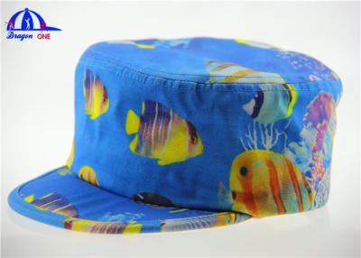 China Windproof Breathable Military Hat / Fitted Army Baseball Caps Blue with Fish Pattern for sale