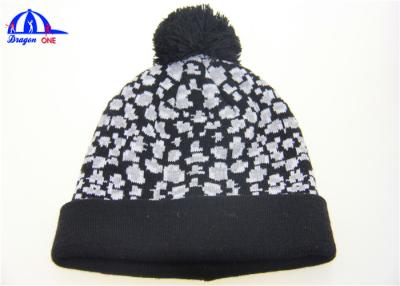 China Black And White Adult Knitted Beanie Hats for sale