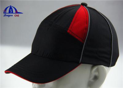 China Multi-Panel Polyester Plain Sports Baseball Caps With Reflective Pipings , Red Sandwich for sale