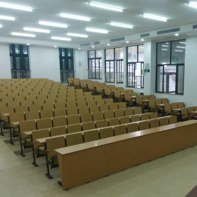 China School Sets College Furniture Lecture Hall Wooden Folding Step Desk with Chair, Training Center Student Desk Chair for sale