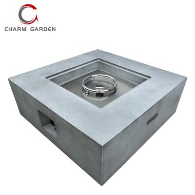 China Square Concrete Looking Stocked Outdoor Gas Fire Table , Fire Pit Table For Garden And Patio Living for sale