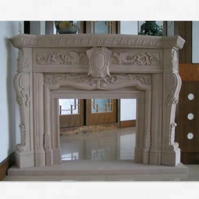 China Indoor Wholesale Natural Carving White Marble Mantel Fireplace Surround RST-FP-SY084 for sale