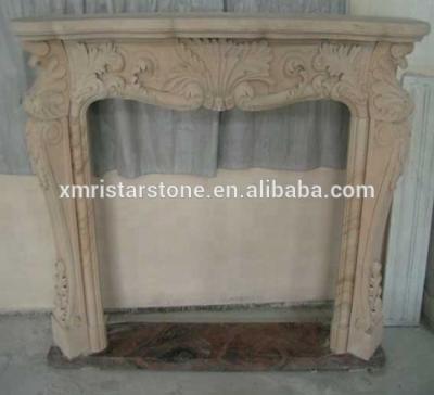 China Indoor Cheap Natural Carving White Marble Mantel Fireplace Surround RST-FP-K43 for sale