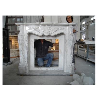 China Indoor Cheap Natural White Marble Mantel Fireplace Surround RST-FP-DLS157 for sale