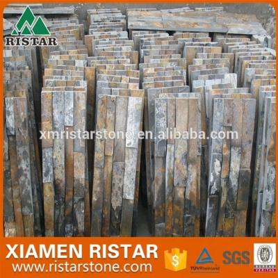 China Floor Stone China Rusty Slate Stone Wall With Strip Shape for sale