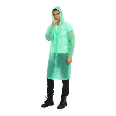 China Bachelorette Raincoats Portable Disposable PEVA Eco-friendly Green Raincoat For Adult With Elastic Band for sale