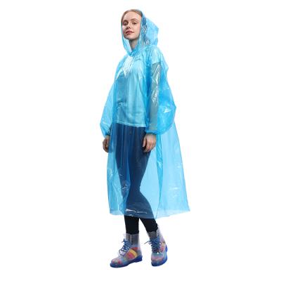 China Outdoor Disposable Cheap Rain Poncho Extra Large Pocket PE Raincoat Single Person Raincoat For Adult for sale