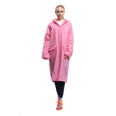 China Portable Adult Plastic Reusable Waterproof Raincoat Men And Women Eva Raincoat Singlet Raincoat Long Raincoat With Hood And Pocket for sale