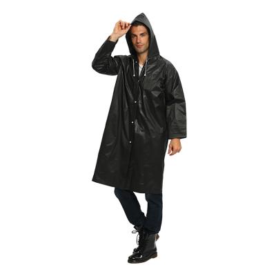 China Free Sample Reusable 100% Black EVA Raincoat Reusable Bachelorette Rainwear Long Raincoat For Men for sale