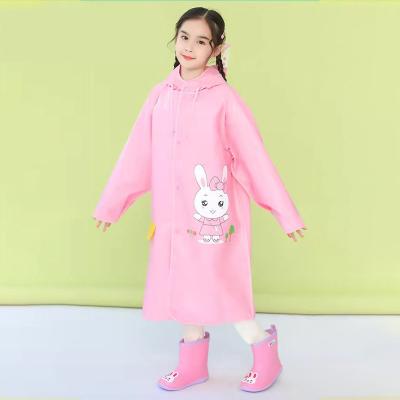 China Bachelor Raincoat Children New Raincoats Reusable Cute EVA Children Raincoat With Double Edge And Hood Plastic Cartoon Rainwear for sale