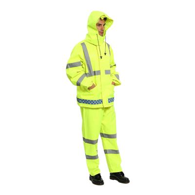 China Bachelor Raincoats Wholesale OEM Oxford PVC Coating Waterproof Outdoor Reflection Split Type Police Raincoat Rain Pants Suit For Adult for sale