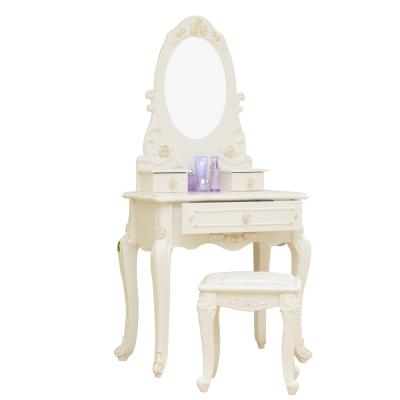 China Modern European Girls Home Vanity Makeup MDF D1702 Modern Dressing Table Eco-Friendly Decoration Eco-Friendly With Mirror Dresser Furniture for sale