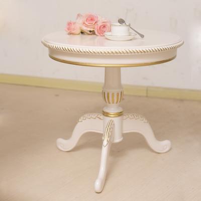 China Arts Crafts R1201 Antique Round European Arts Crafts Set Modern High Gloss Coffee Marble Wood Side Table for sale