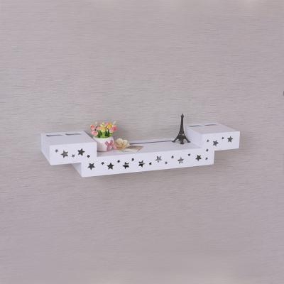 China Hollow Out Modern White Wooden Shelf Holder Wall Mount Wall Mount Home Decoration Storage Shelf Home Storage Shelf G0217 Wood Shelf Bracket for sale