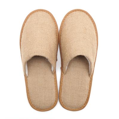 China Unisex High End Narrow Toe 100% Canvas Aviation Hotel Eco-Friendly Slippers With Cork Sole for sale