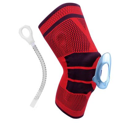 China Breathable Nylon Knee Brace Spandex Adjustable Knitting Knee Sleeve With Straps for sale