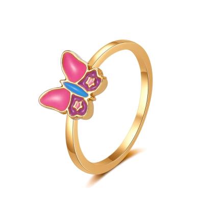 China Free Sample Network Beautiful Red Easy Mushroom Ring Retro Rainbow Butterfly Index Ring for sale