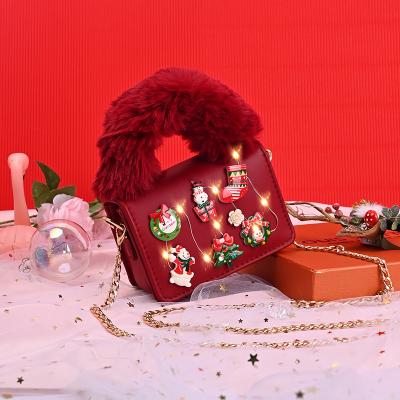 China Custom High Quality Red Logo Christmas Gift Handbags Children Purses Children Bag for sale