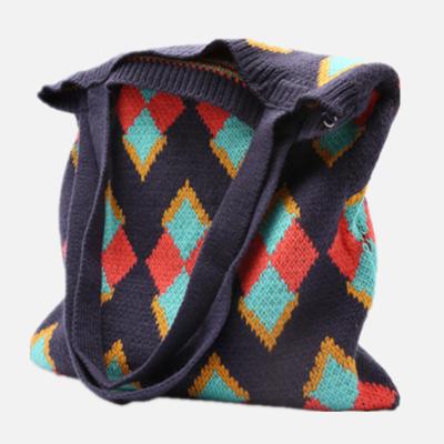 China Other New Arrivals Designer Vintage Knitted Handbags Shoulder Crochet Shopping Tote Bags Retro Bag Bohemian Ethnic Soft Winter for sale