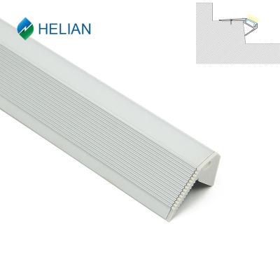 China Decorations Stair Nosing Edge Led Aluminum Profiles For Walking Area Lighting Aluminum Profile For Led Strip Corner Aluminum Extrusion for sale