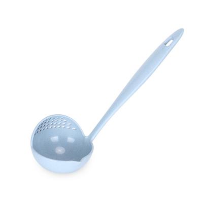 China Disposable made of wheat straw and food grade pp with long handle strainer plastic kitchen tools soup spoons for sale