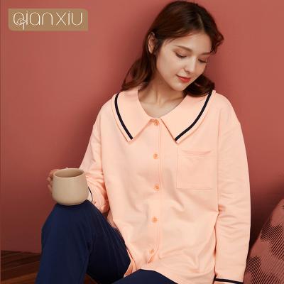 China Breathable Women's Private Label Pajamas Pajamas Cotton Pajamas Long Sleeve Sleepwear Nightwear For Women for sale