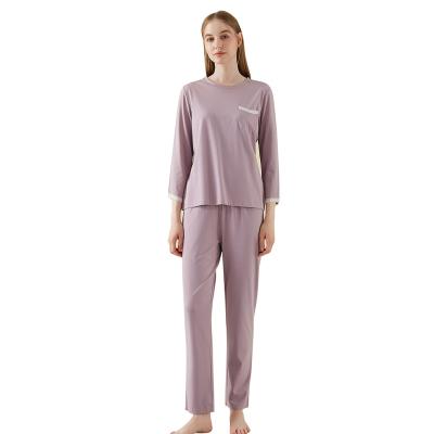 China Wholesale Breathable Bamboo Cotton Women Sleep Wear Night Wear 2 Pieces Set Pajamas Woman Soft Long Sleeve Ladies Pajama Sets for sale