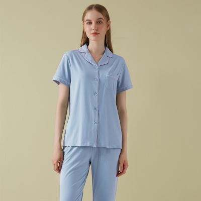 China Spring Soft Summer High Quality Sleepwear For Women Pijamas Shorts Sleeve Turn-Down Collar 2 Piece Pajamas Set Women's Night Wear for sale