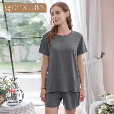 China Cotton Women Breathable Warm Classic Modal Two Piece Shorts Set Summer Sleeve Pajamas Shorts Short Set Night Wear For Ladies for sale