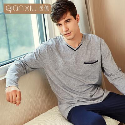 China Wholesale Men's Pajamas Sleepwear Cotton Long Sleeve Mens Sleepwear Pajamas Spring Autumn Breathable Casual Home Wear for sale