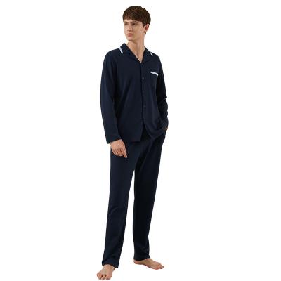 China Qian Xiu Men Breathable Long Sleeve Pajamas Set New Arrival Mens Cotton Pajamas Loungewear Bamboo Sleep Suit For Men for sale