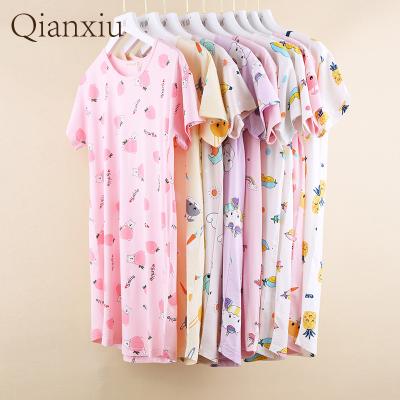 China Breathable Multicolor Night Dress Girl Dress Kids Short Sleeve Printed Nightgown Sleep Dress Kids Sleepwear for sale