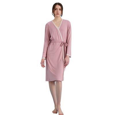 China Sexy Women's Spa Robe Bathrobe Fiber Nightgown Long Robes Women Night Wear Breathable Super Soft Bamboo Summer Robe For Woman for sale