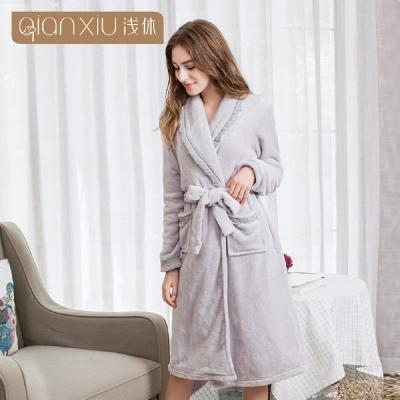 China Wholesale High Quality Plush Thermal Long Robes For Women Luxury Winter Flannel Sleep Wear Bathrobes for sale