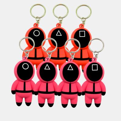 China Korean Doll TV Series Squid Key Chain Halloween Cosplay Keychains 3D PVC Soldier Ring Pendant Mini Soft Coin Holder Key Chain Keychain for sale